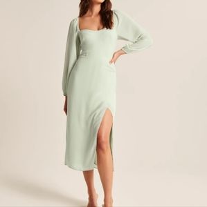 ABERCROMBIE & FITCH Long-Sleeve Draped Skirt Midi Dress Mint Green Size Small